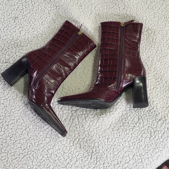 Schutz Raffaela Bootie womens boots Leather Cherry Wine size 7B - Picture 2 of 7